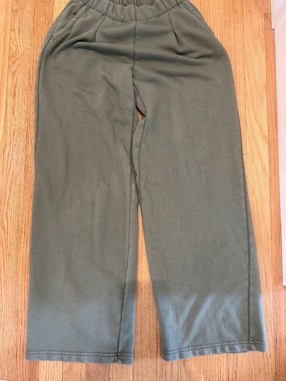 aerie Olive Green Ribbed Knit Lounge Pants